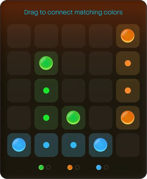 Connect Dots: coloured dots joined by paths across a board